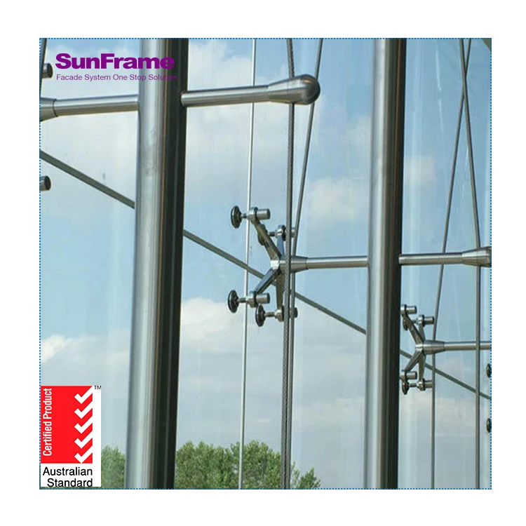 Sun Frame Curtain Wall Cost Per Square Metre Factory Price Frameless