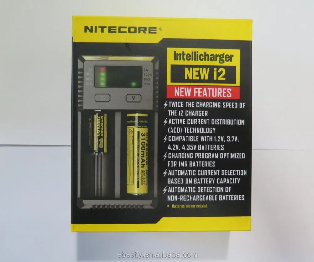 2016 NEW Nitecore i2 Battery Charger for 16340 10440 AA AAA 14500 18650 26650 Battery Charger Universal Charger nitecore new i2 1.jpg