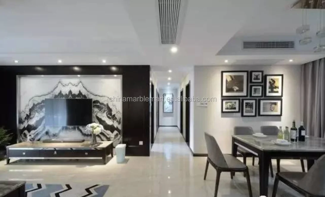 China quarry price Custom Cutting Stone panda white marble slab tile