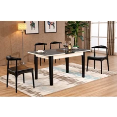 Functional fire stone dining table set round dining table chairs dining room