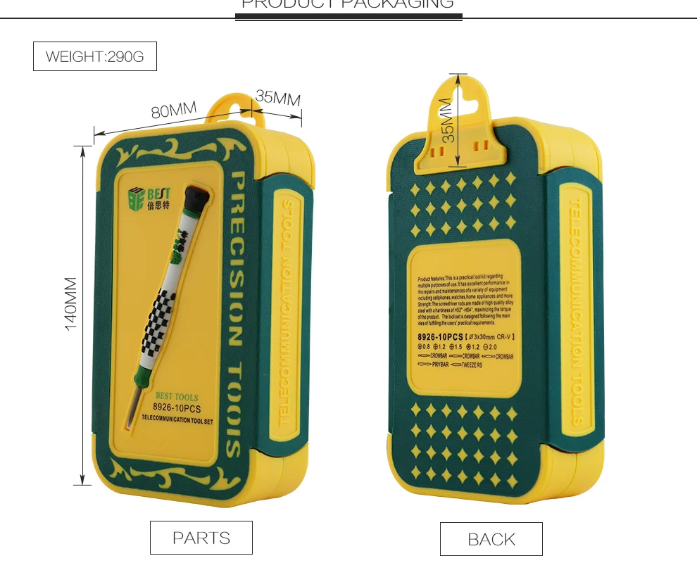 BEST-8926 10 in 1 Multi Repair Phone Opening Pry Screwdriver Tool Set for iPhone 8 7 MacBook Air Pro