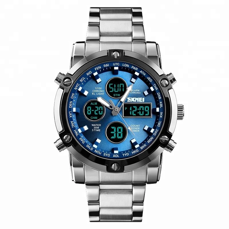 

skmei 1389 original manufacture fashion waterproof stainless steel strap digital movt mens watch