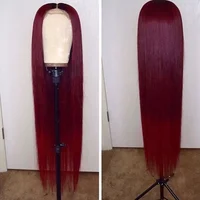 

#99j color silky straight long hair brazilian human hair wig virgin cuticle aligned human hair lace front wig