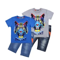 

wholesale summer baby Boy's casual 2piece suits Children's clothing sets short-sleeve t-shirt + jeans pants short