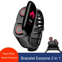 

M1 Smart Bracelet Dual Bluetooth 5.0 Wireless Earphone Heart Rate Blood Pressure Tracker Smart Watch Men For IOS Android Phone