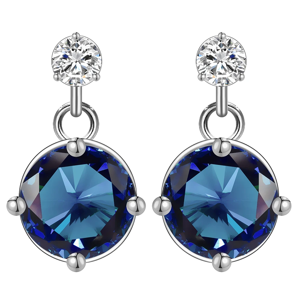 

Fashion white gold plated white blue zircon circle drop earrings for women Hainon wholesale, Picture