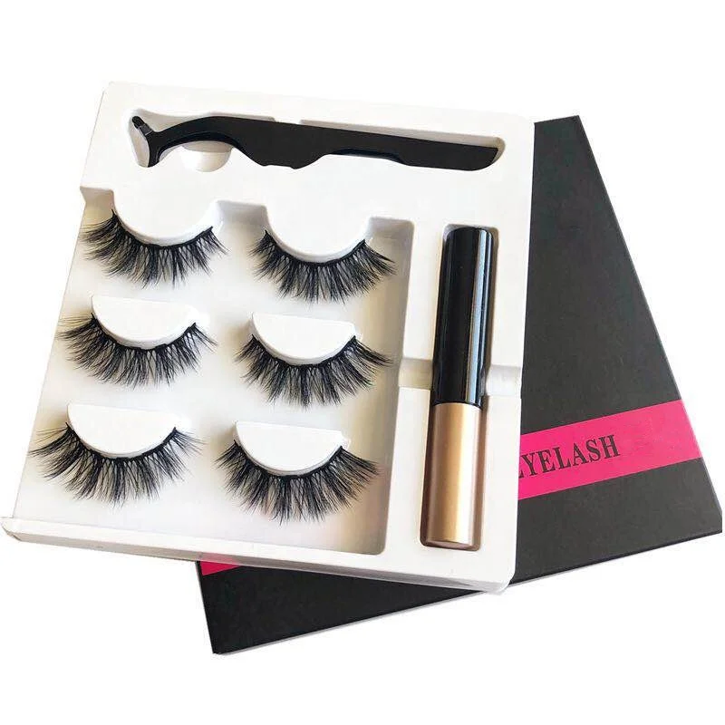

2019 new arrival magnetic false eyelashes and magnetic eyeliner set Customized Package, Natural black