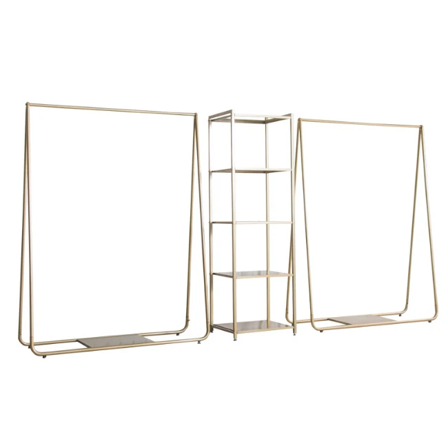 
Gloden European style rack elegant design clothing display rack floor standing fixture for dresses shops rack solutions for shop 