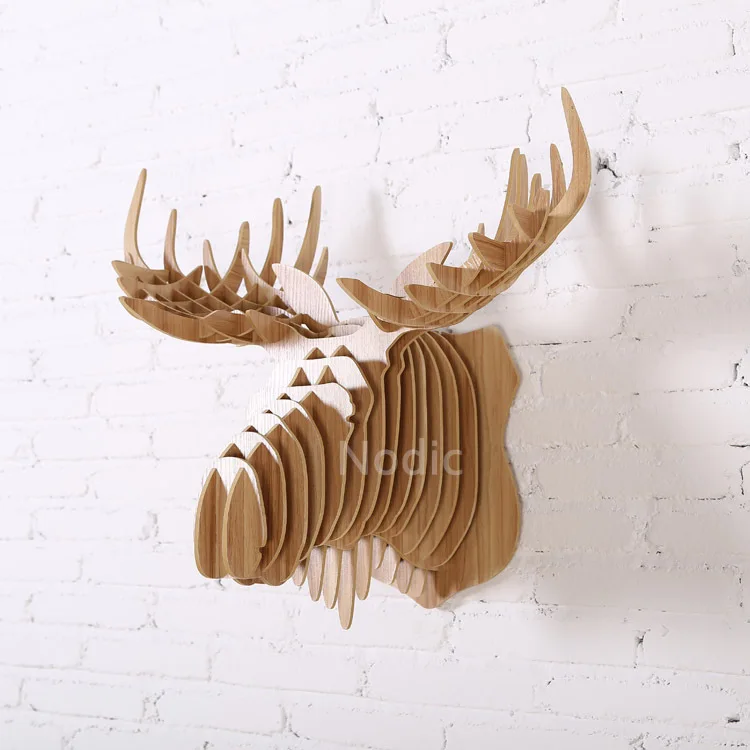 Buy Stag Head Wood Crafts Wall Hanging Home Decoration Diy