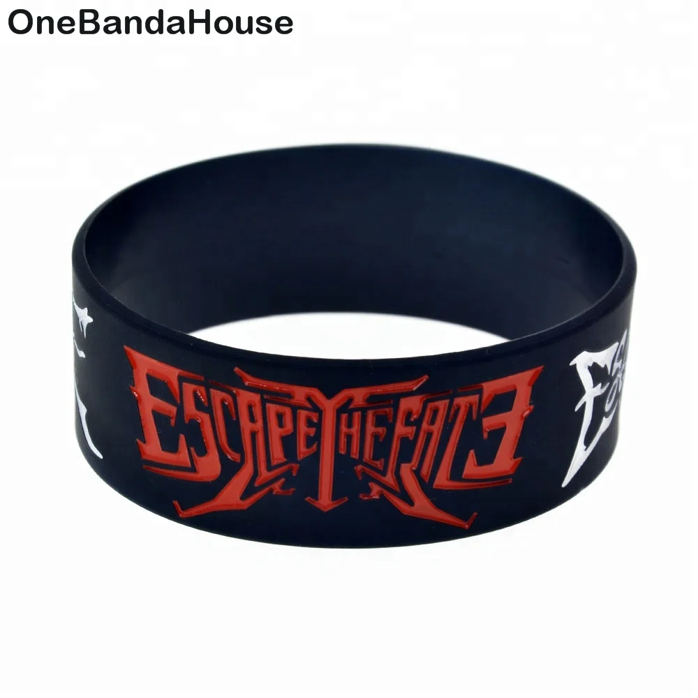 

25PCS 1 Inch Wide Escape The Fate Silicone Bracelet for Music Fans, Black