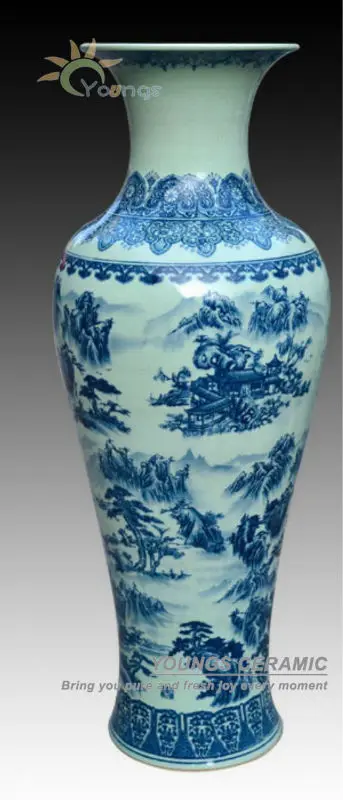 ventilator Zeehaven Maakte zich klaar 1 Meter Tall Blue White Porcelain Crackle Glazed Floor Flower Vase With  Landscape Design - Buy Tall Indoor Vases,Home Decor Floor Vases,Ceramic  Tall Floor Vases Product on Alibaba.com