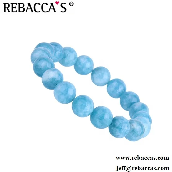 

Hot Sale10mm Larimar Beads Ladies Bracelets Womens Gemstone Pearl Bracelets Customized Round beaded, As pictures