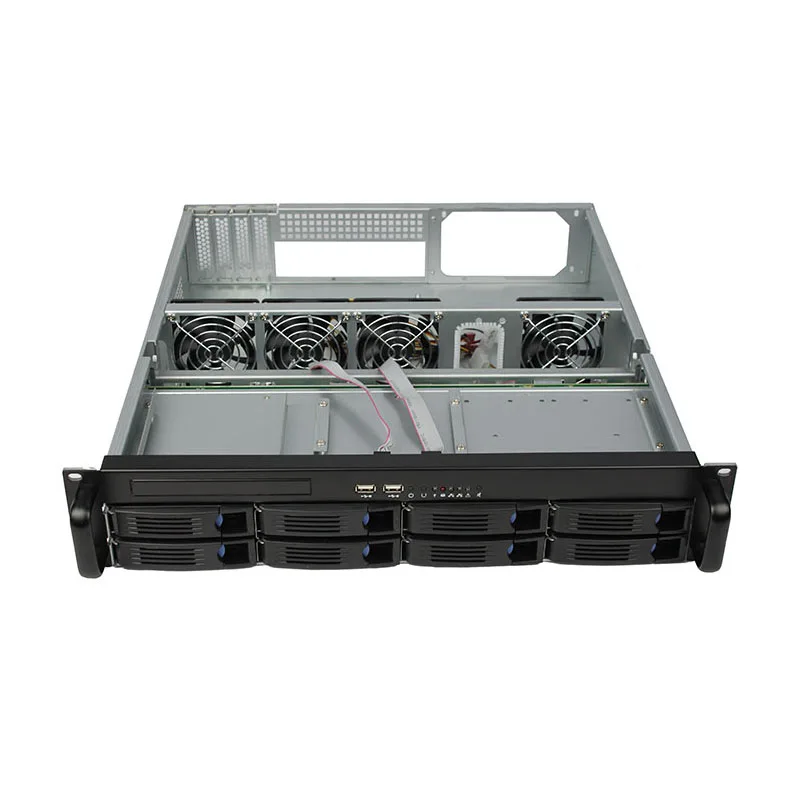 

2u rack mount server chassis hot swap 12" x 9.6" atx case with 8 HDD bay