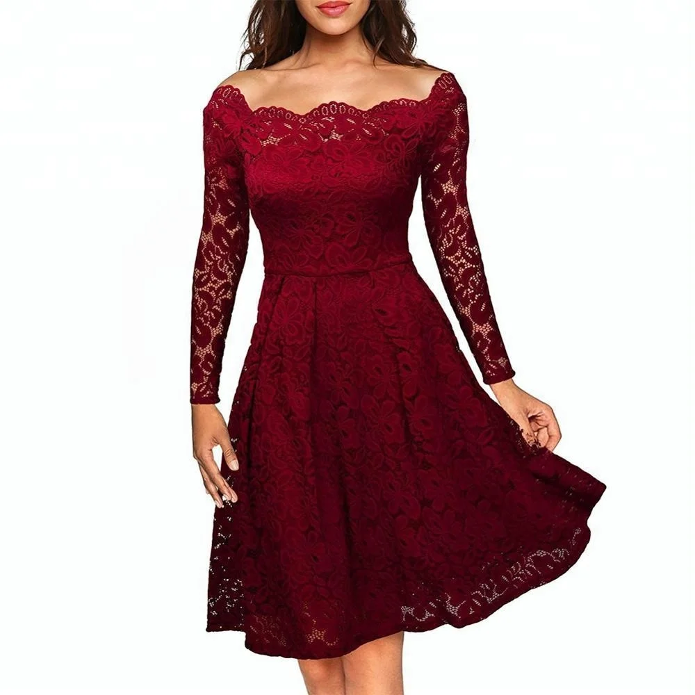 

Women Summer Retro Casual Elegant Party Robe Rockabilly Vintage Dress, As shown on picture
