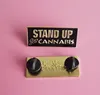24K gold metal gold stand up for cannabis lapel pin metal badge