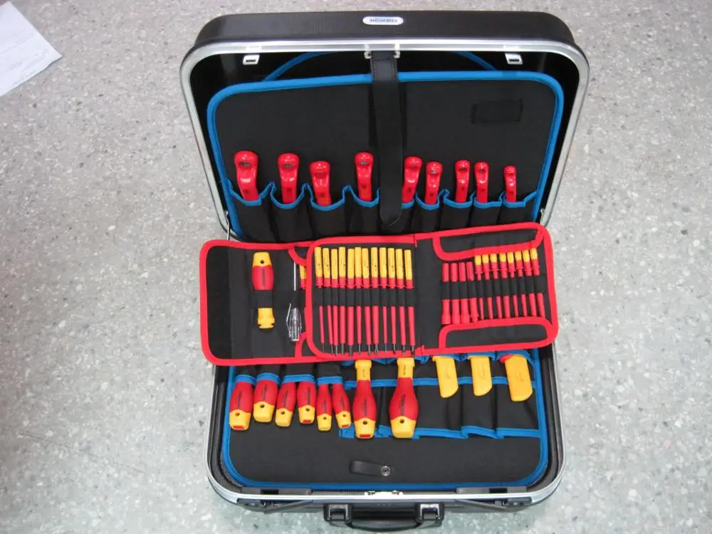 Professional VDE 116PCS Insulated Electrical Complete Trolley Tool Box Set