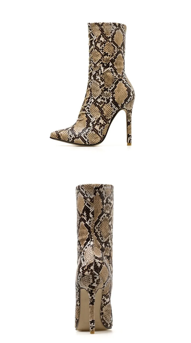 snake skin high heel booties