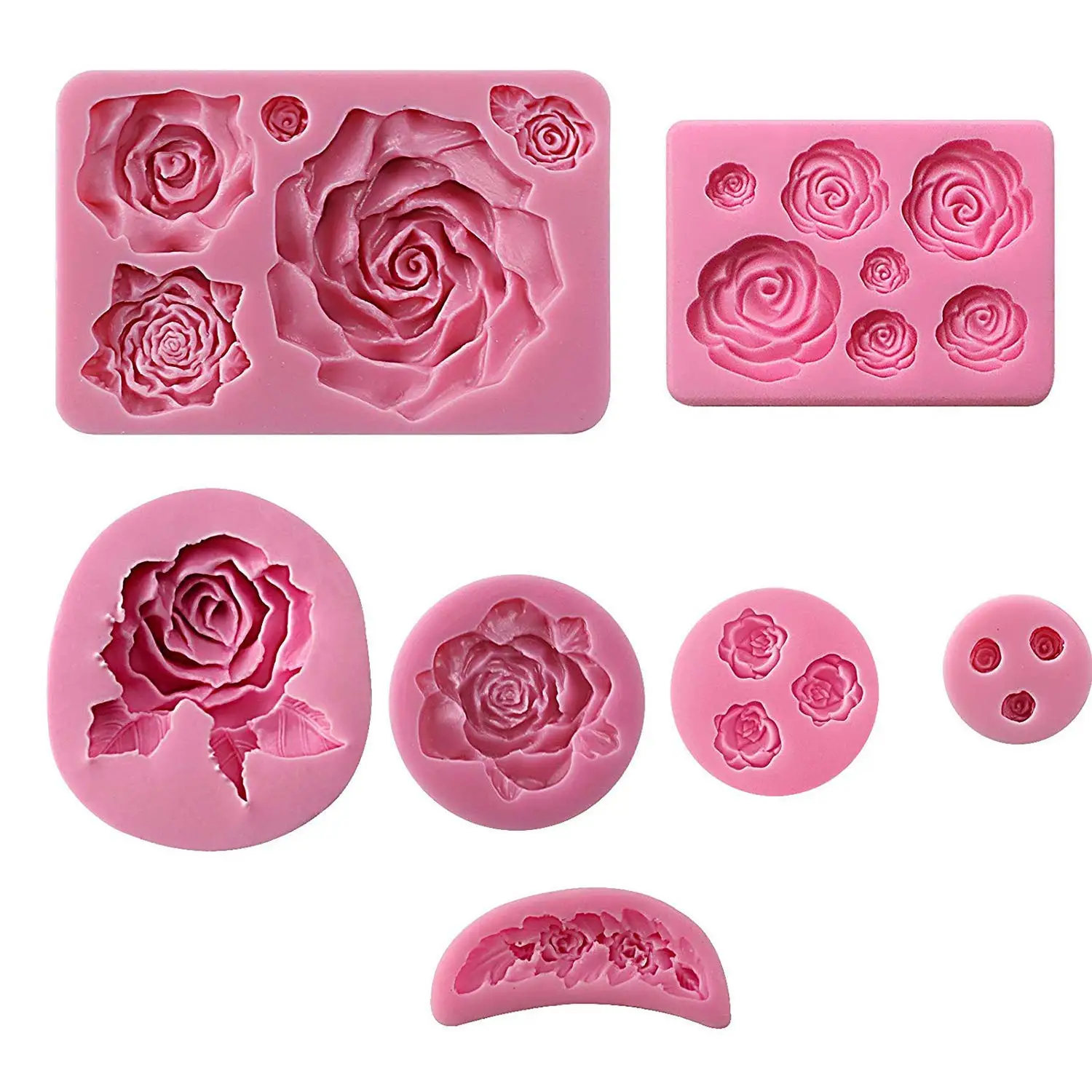 BBTO 27 Cavity Flower Fondant Mold Roses Silicone Mold Daisy Mold for Cake Decoration Soap Wax Making Crafting Projects Cupcake Topper Polymer Clay