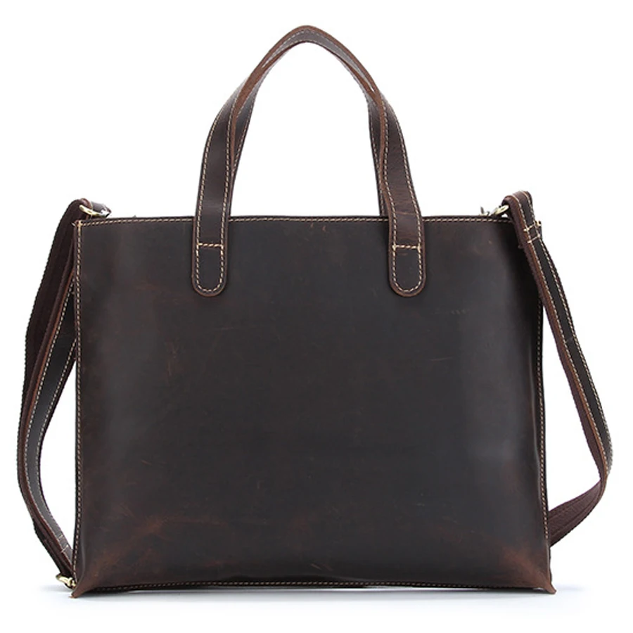 

In Stocks Vintage Full grain crazy horse 100% genuine leather lady handbag custom laptop leather bag, Customized