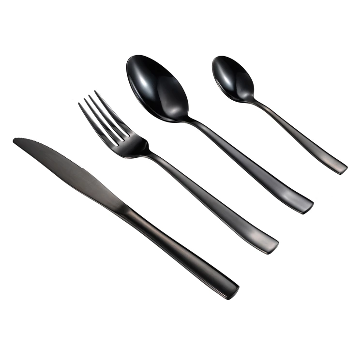 

24pcs/set black stainless steel knife fork and spoon tableware