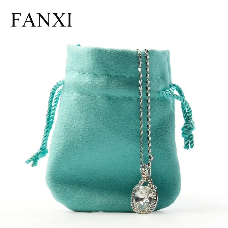 

FANXI Delicate Custom Logo Jewelry Bag For Ring Necklace Bracelet Bangle Holder Suede Drawstring Jewellery Pouch, N/a