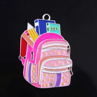 

RP-141 Colorful School Bag Alloy Custom Enamel Chunky Pendant Charms for Kids Necklace Bubblegum Jewelry 51x35MM