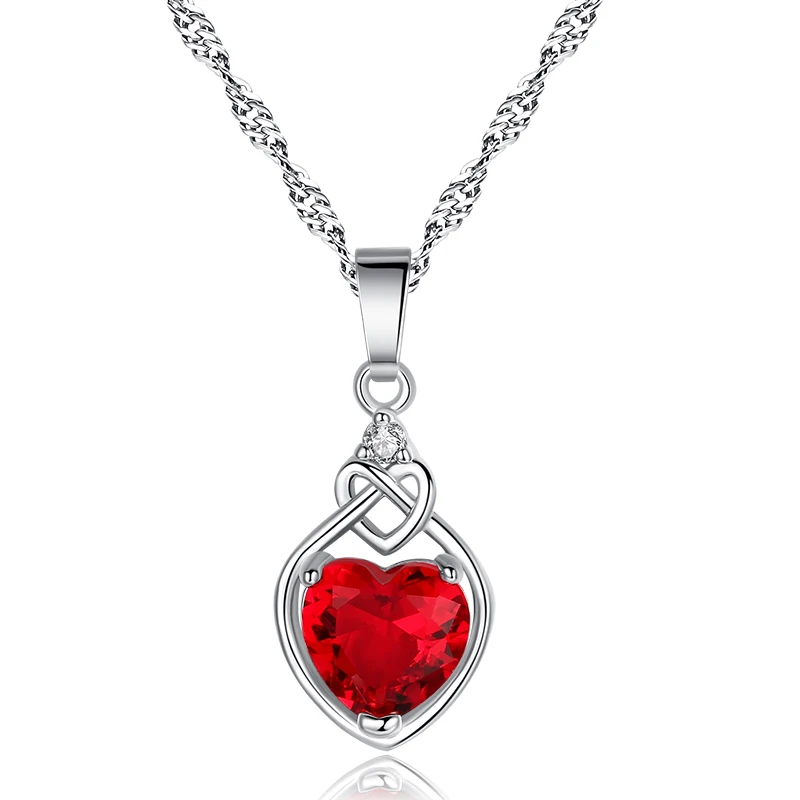 The High Quality Fashion Red Heart Pendant Necklace With Double Heart