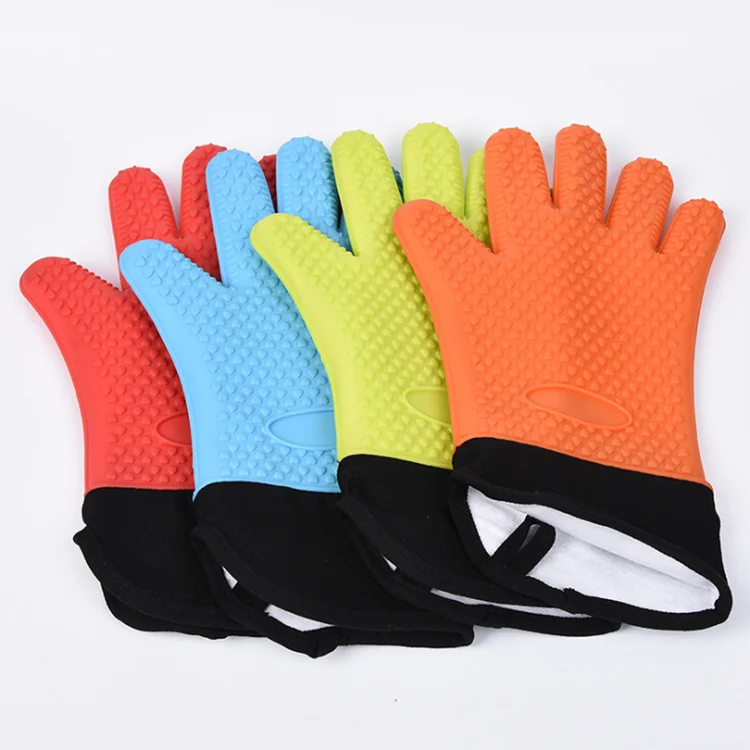 Silicone Rubber Oven Mitt Gloves Heat Proof Mat Grip,Extra Long Sleeve ...