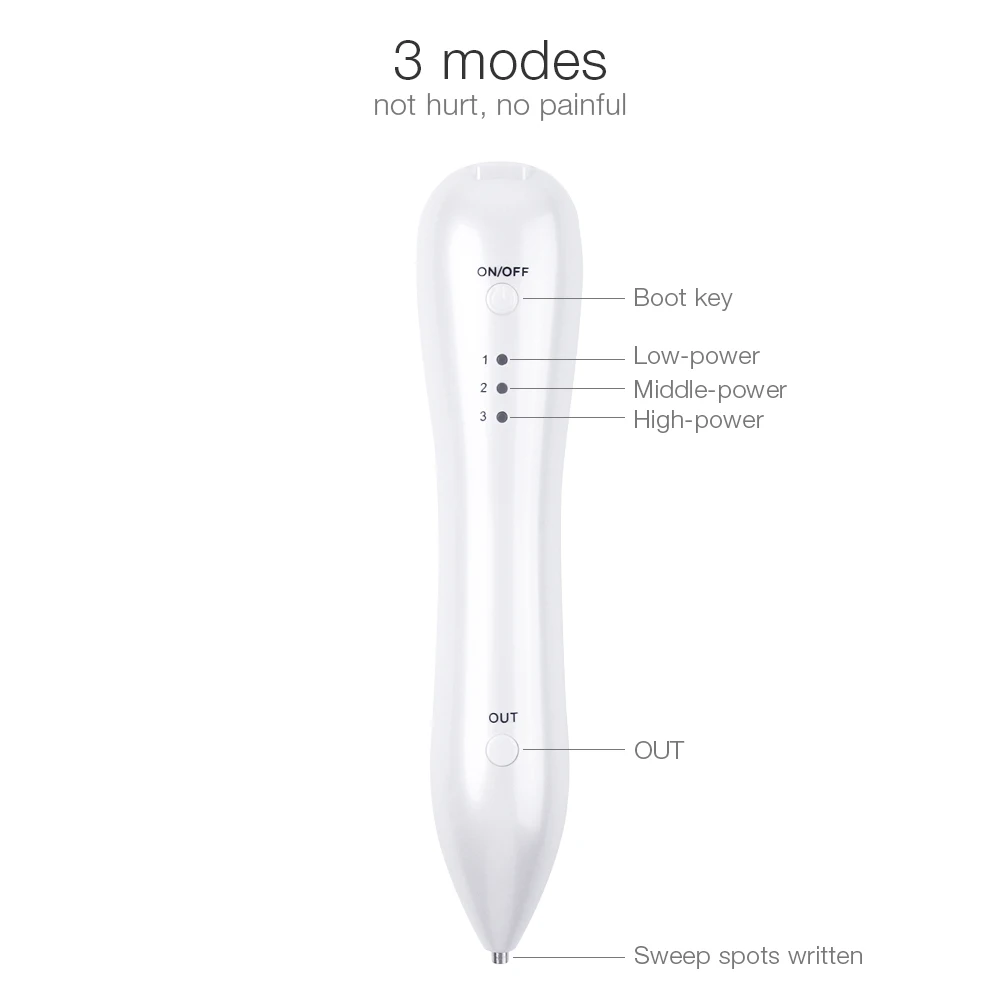 

Laser Mole Wart Removal Tool Skin Freckles Tattoo Spot Remover Skin Tags Care Machine Laser Plasma Pen Facial Skin Clean Tool, White
