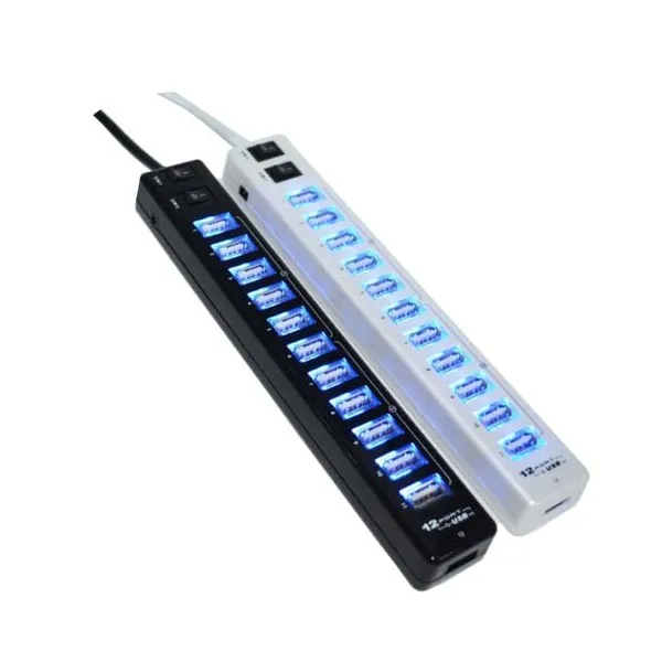 

New High Speed 480Mbps USB 2.0 Power Adapter 12 Port USB HUB With switch for Computer, Black,white
