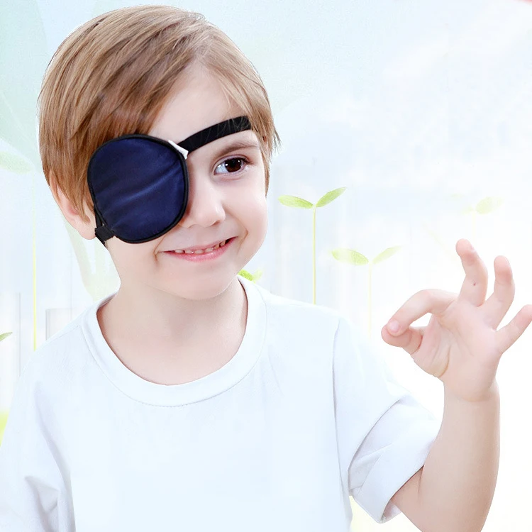 

Adjustable Smooth Silk Treatment Kids Pirate Amblyopia Eye Patch Lazy Eye Single Eye Mask For Medical, Black/blue/red/gold/pink/customized
