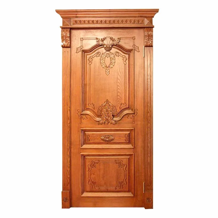 Luxury Royal Style Pre Hung Kerala Solid Wood Exterior Doors Slab