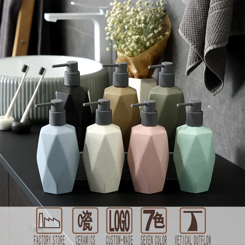 
Drop type elegant eco friendly ceramic bathroom set accessories emulsion pump bottle 