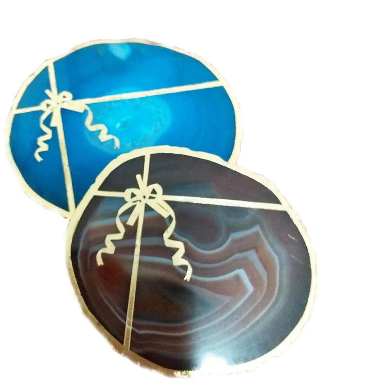 

Blue agate coaster cup mats agate slicer stone mats pads decorative jewelry coaster