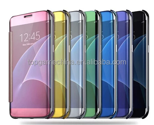 

Clear Smart View Mirror Flip Phone Cases Cover for Samsung Galaxy S7 Edge