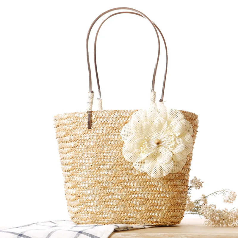 

summer woven straw beach bag fashion flower womens handbags