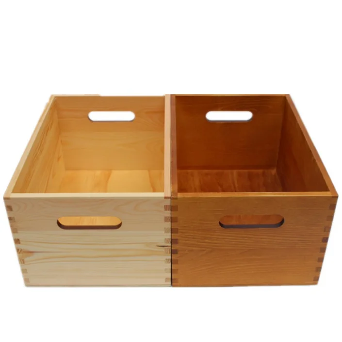 Handle Style Custom Design Wood Storage Box Without Lid Buy Wood