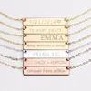 Necklace For Women Gold Plated Bar Custom Engraved Name Necklace