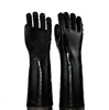 45cm long gauntlet cuff anti-particle black rubber gloves with pvc coated