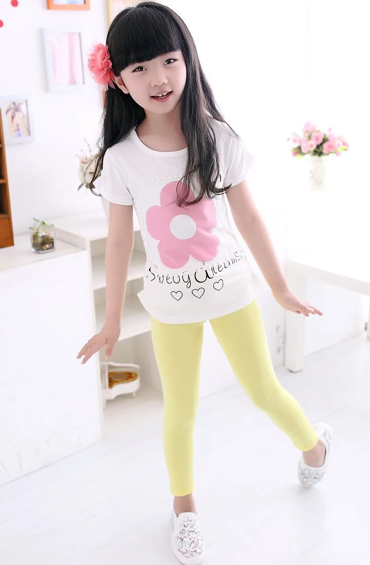 looksy Girls Leggings Ankle Length Kids Cotton Solid Colours Full Long Trousers Unisex Sizes 2 13 Years 