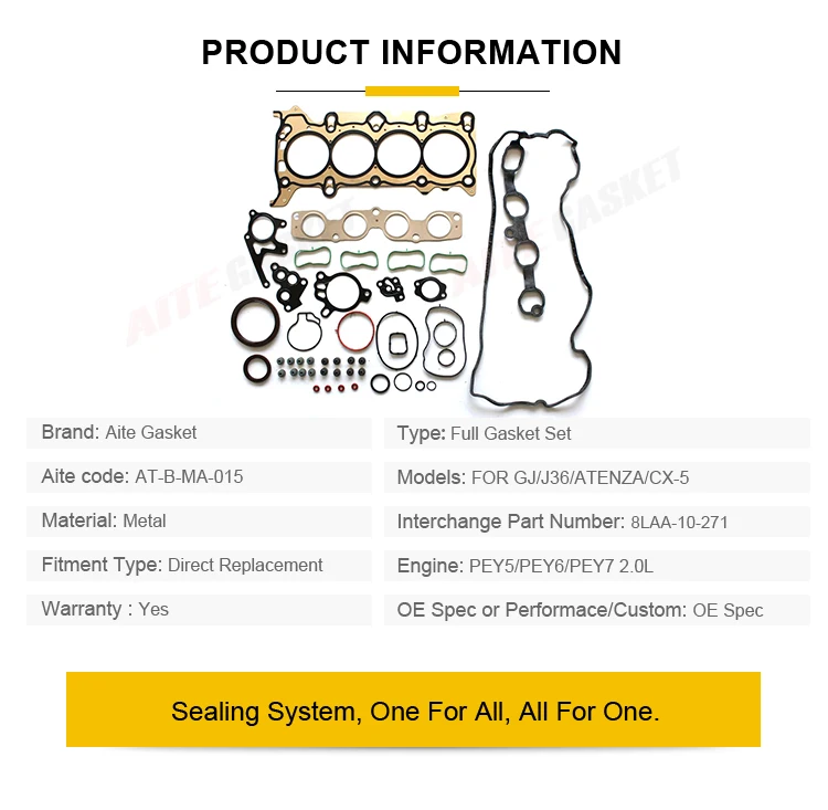 Auto Spare Parts Pey5 Pey6 Pey7 2.0l Gasket Set For Mazda Cx5 Head