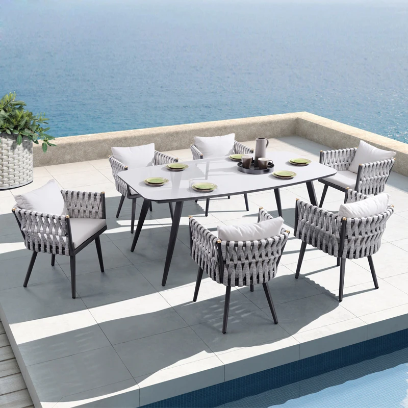 Promotional Rattan/ Wicker Furniture 6 to 8 Seats Outdoor Dining Set