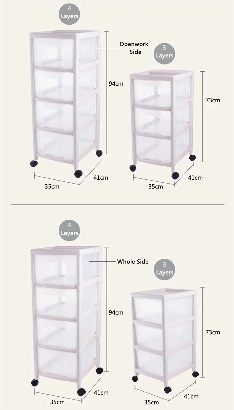 Simple Removable Transparent Plastic Storage Cabinets With Wheels - Buy ...