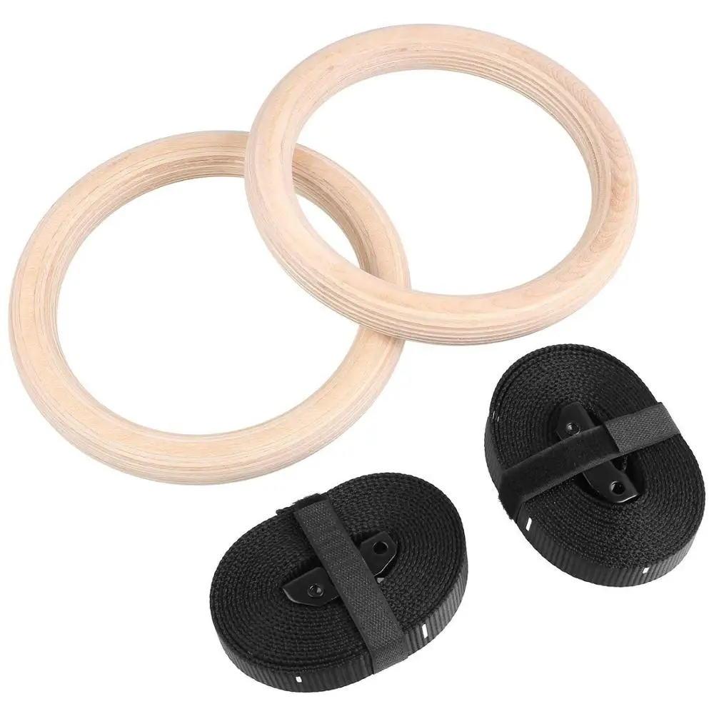 

Wooden Gymnastic Rings With Nylon Strap, Wooden color