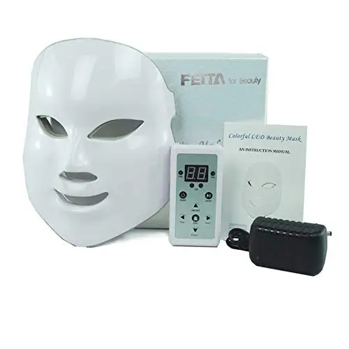 

7 Color LED Light Therapy Mask - FEITA Photon Light Skin Rejuvenation Therapy Facial Skin Care Mask Neck Skin Rejuvenation Face, 7 colour