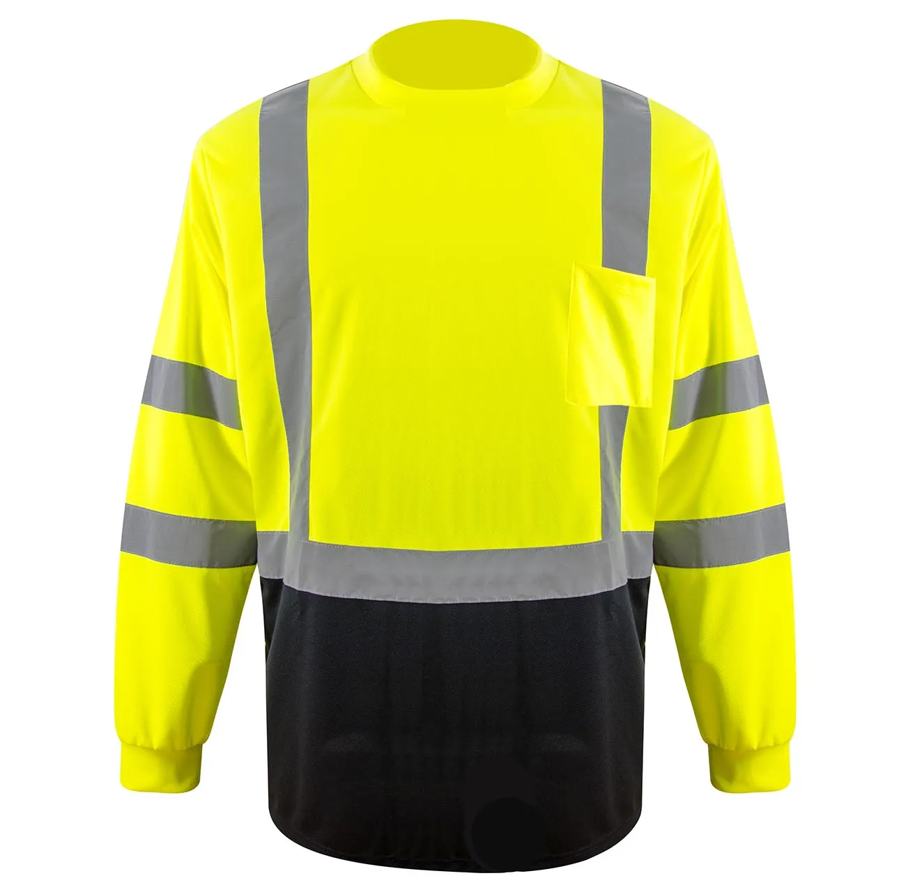 Fluorescent Yellow Reflective Work Shirts Reflective Fabric For