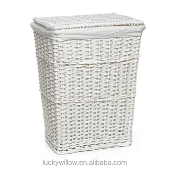 white wicker laundry hamper