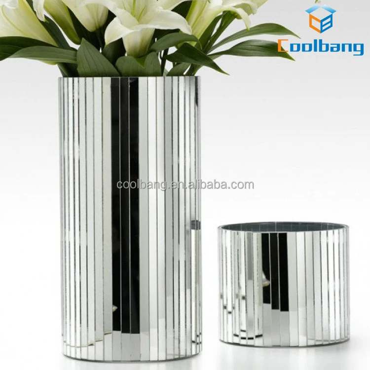 Cheap Wedding Tall Silver Mirrored Glass Cylinder Vases Wholesale