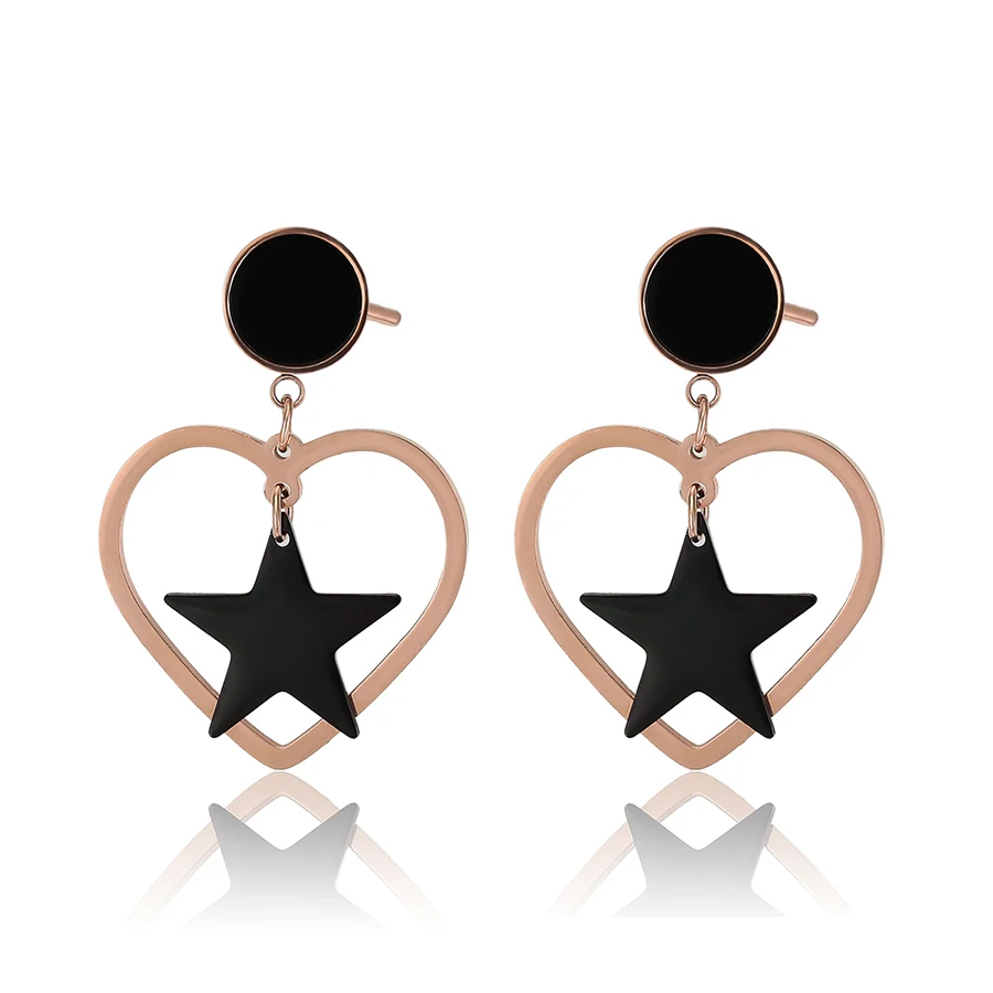 

E-822 xuping elegant rose gold color stud circle heart-shaped star earrings for women