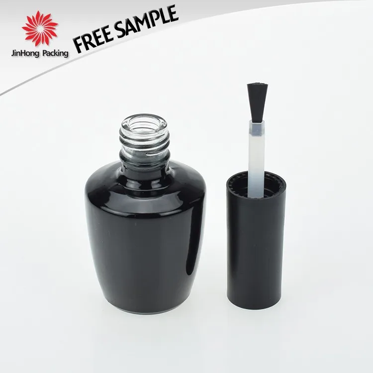 Jinhong Factory Price Oem Private Label Free Sample 16ml Glossy Black Empty Glass Nail Polish